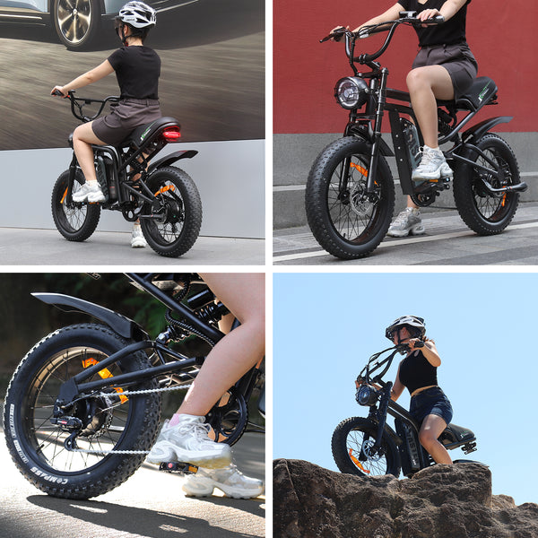 20 Inch Electric Bike Fat Tire 48V Removable Battery ,Electric Bicycle for Adults 5 Speed All-Terrain,Full Suspension E-bike Up To 30 MPH